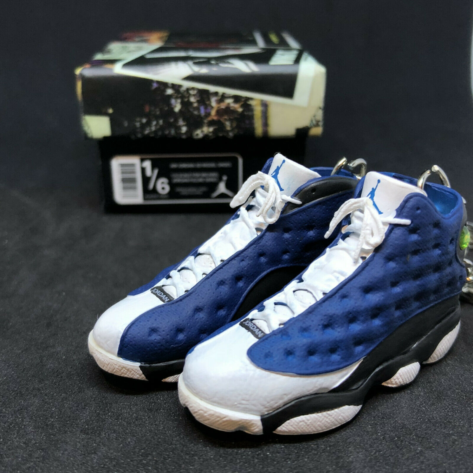 PAIR AIR JORDAN XIII 13 RETRO FRENCH BLUE 3D KEYCHAIN ...